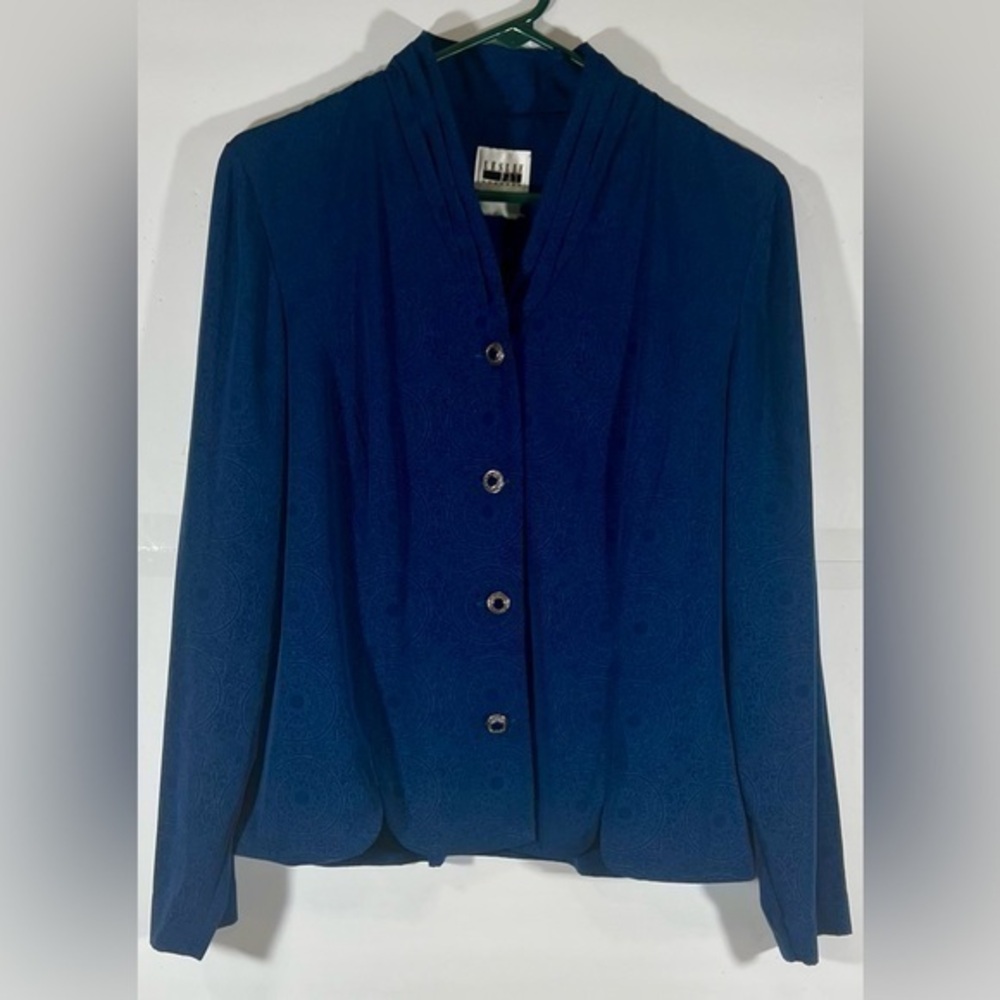 LESLIE FAY BLUE BLAZER JACKET SIZE 12 TEXTURED
